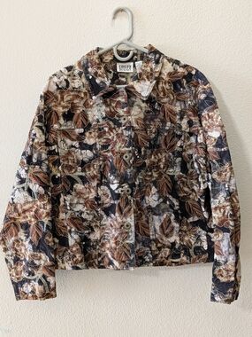 Chico's Design Embroidered Jacket - Leaf Design With Beads Size 3